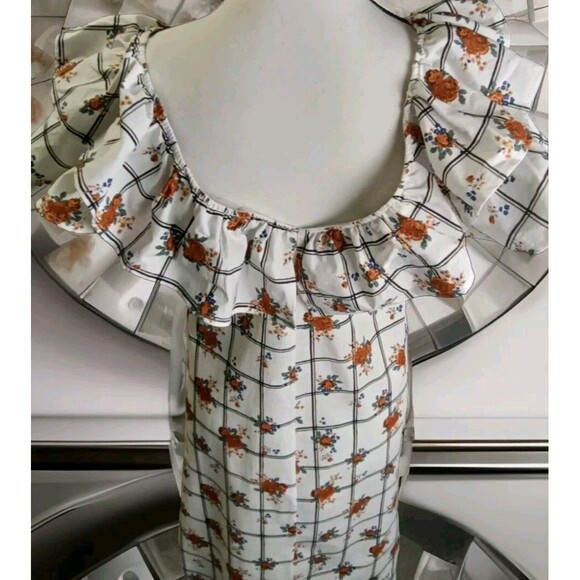 Zara Dress Size S Floral Ruffle Off The Shoulder Front Tie - Picture 6 of 9